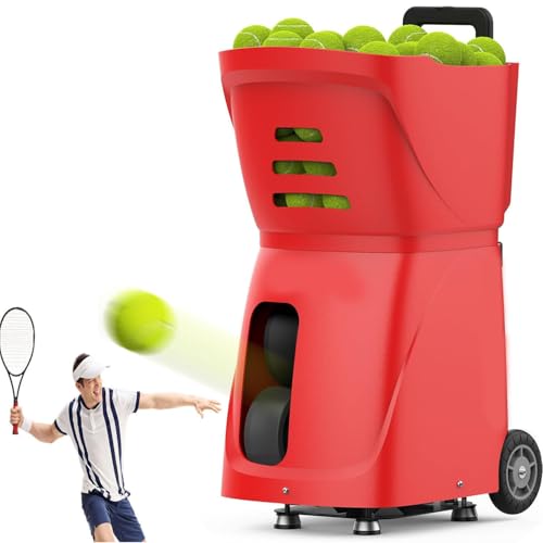 Portable Automatic Throwing Trainer,Ball Training Pitching Launcher,Tennis Ball Machine,Tennis Practice Equipment,with Remote Control (Red) - color: Red