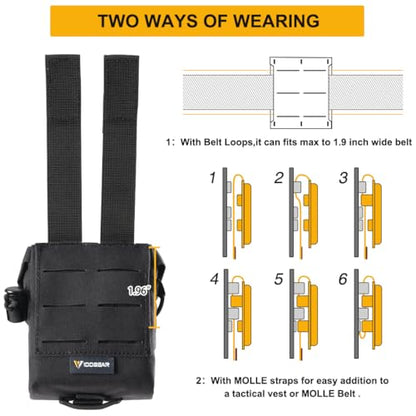 IDOGEAR Tactical Frag Grenade Pouch MOLLE Tool Pouch Ultility EDC mini Waist Storage Bag with Adjustable Function - color: Black