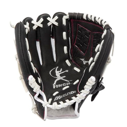 Mizuno Prospect Finch Youth - color: White/Black/Pink Trident Web, size: 10"|Ages 3-6