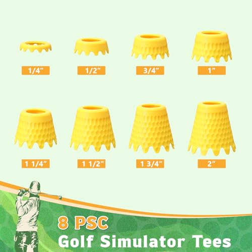 8 Pack Golf Simulator Tees, TPU Golf Tees 1/4"-2" Height, Durable Practice Tee for Indoor Outdoor Winter Training, Driving Range & Turf Mats