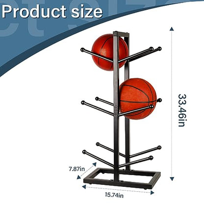 Basketball Organizers Metal Ball Storage Rack Sports Storage for Indoor Outdoor