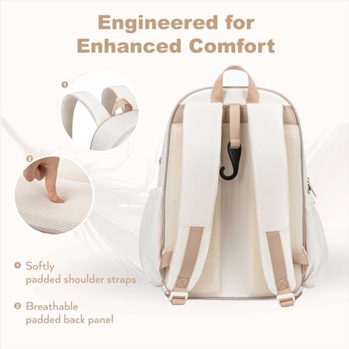 KAVIGOR Pickleball Bag, Quilted Pickleball Backpack with Shoe Compartment & Waterproof Pocket, Pickle Ball Paddle Bag Fits 2 to 4 Paddles for Women and Men - color: Beige