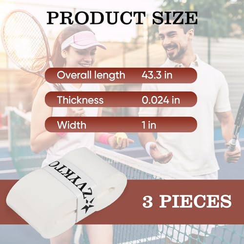 Tennis Racket Grip Tape, Ultra Thin Tacky Tennis Overgrip for Sweat Absorption & Control – Durable Anti-Slip Replacement Grip for Tennis, Badminton & Pickleball (3 Pack) - color: WHITE