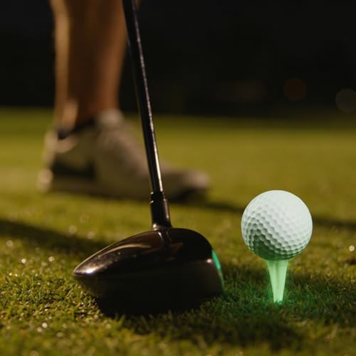 FINGER TEN Glow-in-The-Dark Plastic Golf Tees 2 3/4" 3 1/4" Value 30 Pack, Durable Fluorescent Green Light Up Tees with 5-Prong for Indoor Outdoor Night Practice (30 Pack (2 3/4 Inch))
