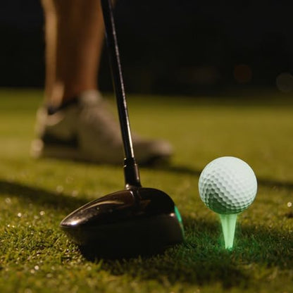 FINGER TEN Glow-in-The-Dark Plastic Golf Tees 2 3/4" 3 1/4" Value 30 Pack, Durable Fluorescent Green Light Up Tees with 5-Prong for Indoor Outdoor Night Practice (30 Pack (2 3/4 Inch))
