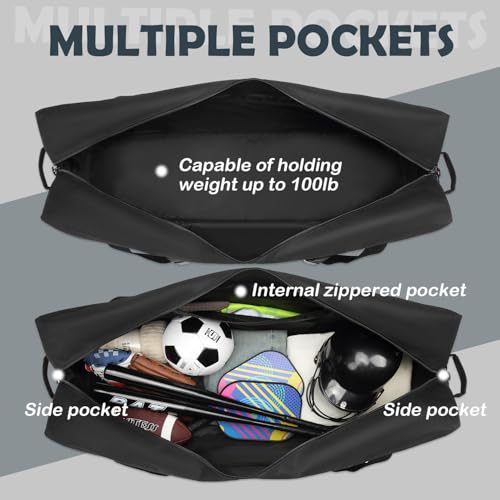 125L Extra Large Duffle Bag - Heavy Duty Duffle Bag with Multiple Pockets, Perfect as Camping Bag Travel Storage Tent Storage Sports Equipment Bag for Coaches & More, Black