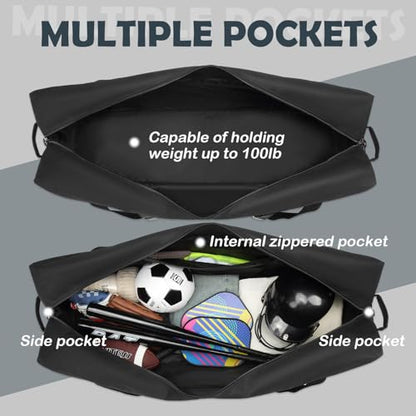 125L Extra Large Duffle Bag - Heavy Duty Duffle Bag with Multiple Pockets, Perfect as Camping Bag Travel Storage Tent Storage Sports Equipment Bag for Coaches & More, Black