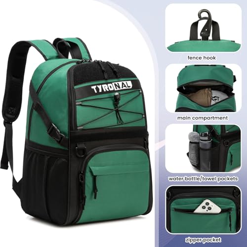 Basketball Bag Backpack with Ball Holder and Shoes Compartment,Best for Basketball, Soccer, Volleyball, Gym. (GREEN) - color: Green