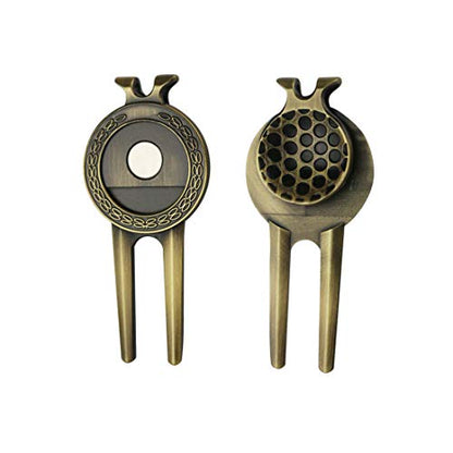 Golf Divot Repair Tool with Golf Club Skull Ball Marker Golf Gift for Golfer (Skull)