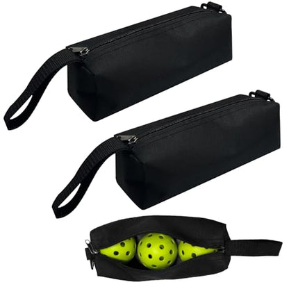 Rainmae 2 Pcs Pickleball Ball Holder Bag, Tennis Ball Pouch Portable Pickle Ball Storage Bag with Hook, Pickleball Paddle Bag for Pickleball Accessories Sport Gear Holds 3 Pcs Regular Pickleball Ball