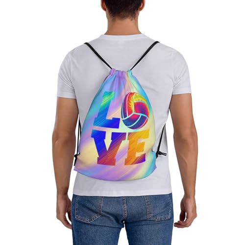 Love Volleyball Unisex Drawstring Backpack Bag Sport Gym Travel Swim Sackpack
