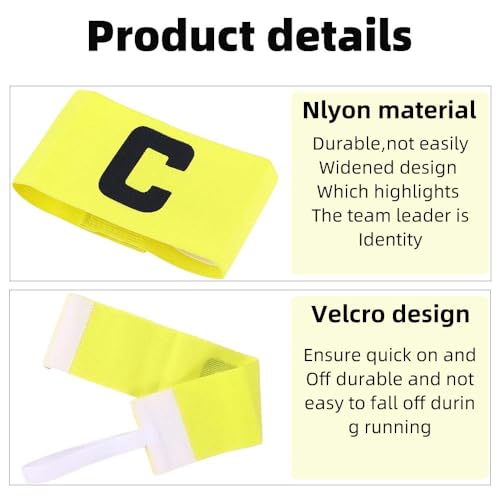 Soccer Captain Armband, Anti-Drop Captain Armbands for Youth and Adult,Adjustable Football Basketball Player Bands - Pack of 6 (Yellow)