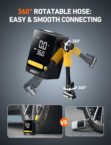 AstroAI L10 Mini Bike Pump,150PSI Air Pump for Car Tires with Tire Pressure Gauge,Tire Inflator Portable Air Compressor with LED Light,Tire Inflator for Cars,Bikes,Motorcycles,Balls,Car Accessories