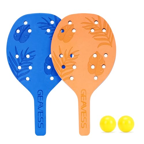 Beach Paddle Tennis Game Set for Teens, Adults and Beginners - Safe Paddleball with 2 Foam Paddle Rackets & 2 Soft Balls & Storage Bag - Indoor Outdoor Play for Park, Backyard, Home