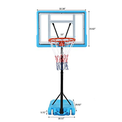 Adjustable Basketball Hoop for Kids & Adults – Portable Basketball Goal with Shatterproof Backboard, Height 115-135cm, Outdoor/Indoor Use, Easy Assembly, Durable Base for Driveway or Backyard