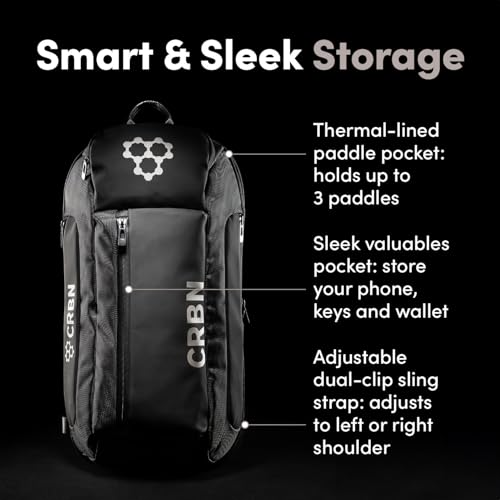 CRBN Pickleball Sling Bag - Pro Team Pickleball Bag - Water-Resistant Pickleball Paddle Bag Holds 3 Paddles, Balls & More - color: Grey