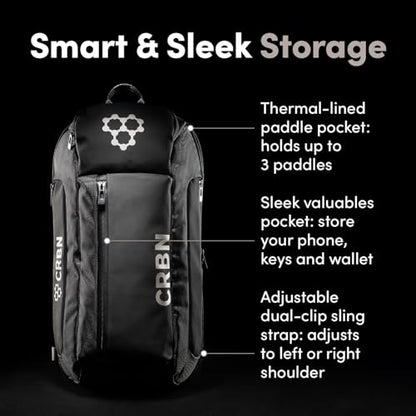 CRBN Pickleball Sling Bag - Pro Team Pickleball Bag - Water-Resistant Pickleball Paddle Bag Holds 3 Paddles, Balls & More - color: Grey