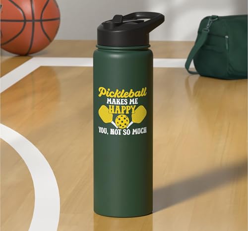 Funny Pickleball Paddle Easily Distracted By Pickleball Stainless Steel Insulated Water Bottle - color: Dark Green
