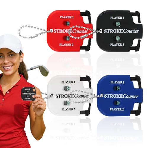 Mini Golf Stroke Counter Clicker,Dual Dial Scorekeeper Tool for 2 Players with Keychain, 2-Digit Manual Reset, Portable Golf Score Tracker for Game Scorekeeper,Golf Tournaments - size: 4PCS