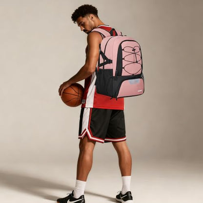 Goloni Basketball Backpack,Large Sports Bag with Ball Compartment & Shoe Compartment,Basketball Bag Fit Volleyball, soccer,Gym - color: Pink