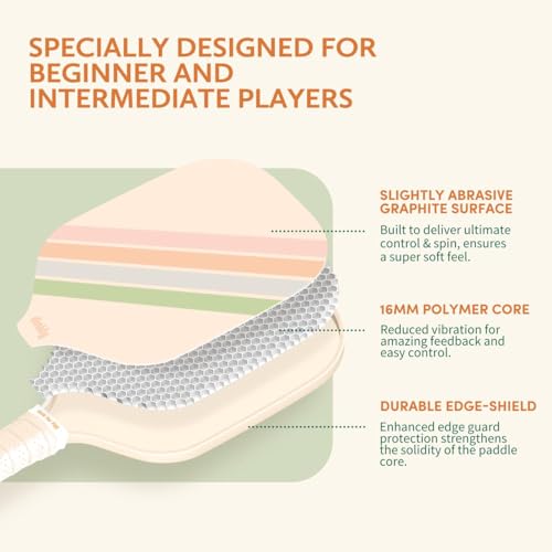 Pickleball Paddles Set of 2/4- USAPA Approved Graphite/Fiberglass Pickleball Racket, 2 Pickleball Rackets, 4 Balls and 1 Portable Carry Bag, Aesthetic Pickle Ball Set for Men Women Beginners - color: 2 Macaron Twill | Gray | Graphite