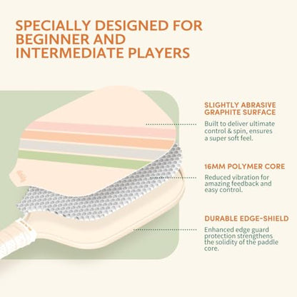 Pickleball Paddles Set of 2/4- USAPA Approved Graphite/Fiberglass Pickleball Racket, 2 Pickleball Rackets, 4 Balls and 1 Portable Carry Bag, Aesthetic Pickle Ball Set for Men Women Beginners - color: 2 Macaron Twill | Gray | Graphite