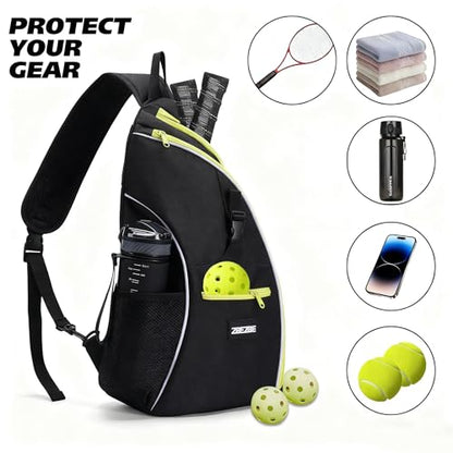 Pickleball Bag, Pickleball Backpack with Water Bottle Holder for Men and Women - color: green