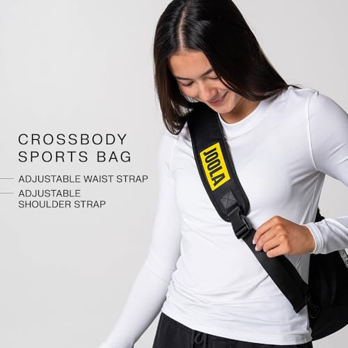 JOOLA Everyday Sling Bag - Lightweight Pickleball Backpack Holds 2 Paddles - Crossbody Bag with Bottle Pocket & Carabiner - color: Black/Yellow