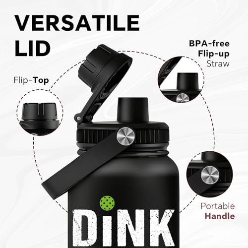 Fufandi Pickleball Gifts - Pickle Ball Dink Responsibly - Christmas, Birthday Gifts for Men, Women, Pickleball Lovers, Player Coach - Pickle Ball Water Bottle 32oz - color: Pickleball Black