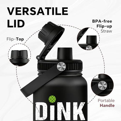 Fufandi Pickleball Gifts - Pickle Ball Dink Responsibly - Christmas, Birthday Gifts for Men, Women, Pickleball Lovers, Player Coach - Pickle Ball Water Bottle 32oz - color: Pickleball Black