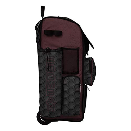 Boombah Rolling Superpack 2.0 3DHC Baseball/Softball Gear Bag - 23-1/2" x 13-1/2" x 9-1/2" - Multiple Colors - Telescopic Handle and Holds 4 Bats - Wheeled Version - color: Black/Maroon