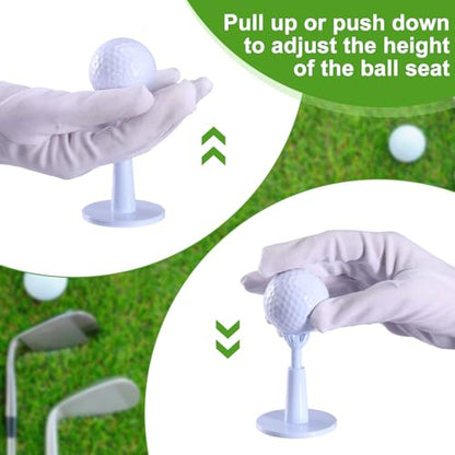JellyArch 6 Pieces Adjustable Golf Tees Set for Driving Range Mats Simulator 2.1-2.9 Inches Height Range Tees Rubber Plastic Unbreakable Golf Accessories for Indoor Outdoors, White