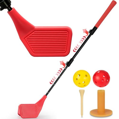 Kids Toy Golf, 17-31 inches Adjustable Telescopic Height Toy Golf Clubs for Toddler 3+ Upgraded Left and Right Handed, Includes 2 Balls, Outdoor Golf Game in Grass Parks, Yards, Red