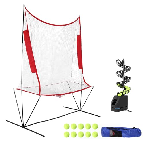 Pickleball Machine Ball Thrower with 10 Pickleballs Pickleball Practice Equipment 5 Adjustable Angles 2 Power Level for All-Levels Ages Beginners Kids Coaches
