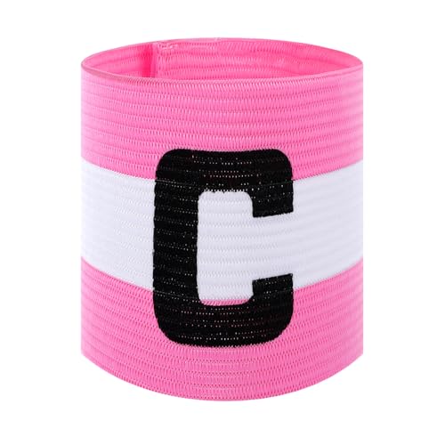 Xindojuz Captain Armbands for Soccer, Unisex Soccer Captain'C' Armband Youth & Adults, Adjustable Basketball Football Player Arm Bands Elastic Captain Arm Band Team Sports Accessories (Pink White)
