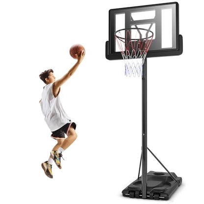 GYMAX Basketball Hoop, 5.9-10 FT Adjustable Basketball Goal with Shatterproof Backboard & 2 Nets, Portable Basketball Hoop for Indoor/Outdoor Kids Teens Adults