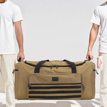 120L Extra Large Gym Duffle Bag for Men Women with Shoes Compartment Heavy Duty Tactical Sports Duffel Bag Big Football Baseball Basketball Soccer Hockey Team Equipment Bag, Brown - color: Brown