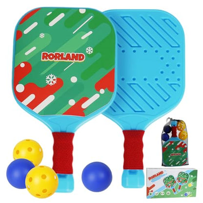 Kids Pickleball Paddles Set of 2,Lightweight,Durable,Waterproof,Ergonomic Grip for Small Hands,Toddler Beach Pool Backyard Outdoor Game Toy-Birthday Gift for Boy Girl, Beginner