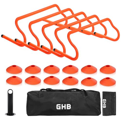 GHB Agility Hurdles 8" Speed Agility Training Hurdles, Detachable Sturdy Hurdles Training Equipment Set with Carry Bag for Kids,Athletes,Soccer,Basketball - size: 17 Pack