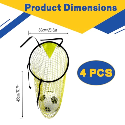 4 Pcs Yellow Soccer Goal Targets Portable Shooting Training Nets, Top Bins Precision Practice Aids for Football Goal Shooting Drills, Easy to Attach and Store for Backyard, Field, Home Use