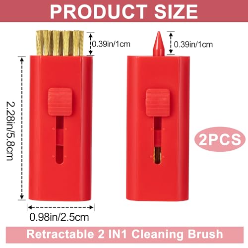 PAGOW 2 Pack Retractable Golf Club Cleaner Brush, Portable Double-Sided Golf Club Brush Groove Cleaner-Multicolor - color: Red