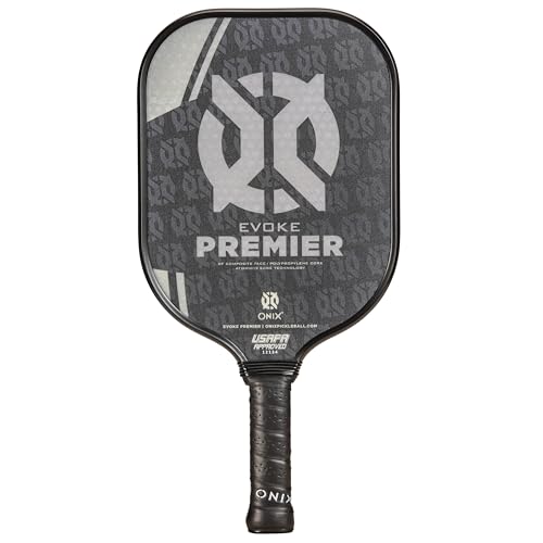 Onix Evoke Premier Professional Tournament Pickleball Paddle Composite Face Impact Paddle Shape - color: Black, size: Medium, style: 14mm