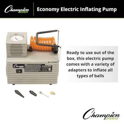 Champion Sports Electric Ball Inflator – Quiet High-PSI Air Compressor & Ball Pump for Sports Balls, 110–120V AC - size: 1/8 HP - 20 PSI (Economy)