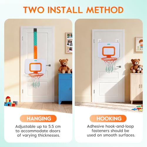 CYFIE Adjustable Basketball Hoop Toys Toddler, Indoor/Outdoor Hanging Basketball Hoop with Sturdy Backboard & 3 Balls, Basketball Toys for Adult Boy Girl Teens Kid 3 4 5 6 7 8 9 10+