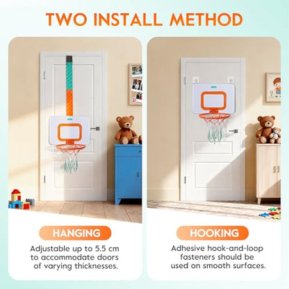 CYFIE Adjustable Basketball Hoop Toys Toddler, Indoor/Outdoor Hanging Basketball Hoop with Sturdy Backboard & 3 Balls, Basketball Toys for Adult Boy Girl Teens Kid 3 4 5 6 7 8 9 10+