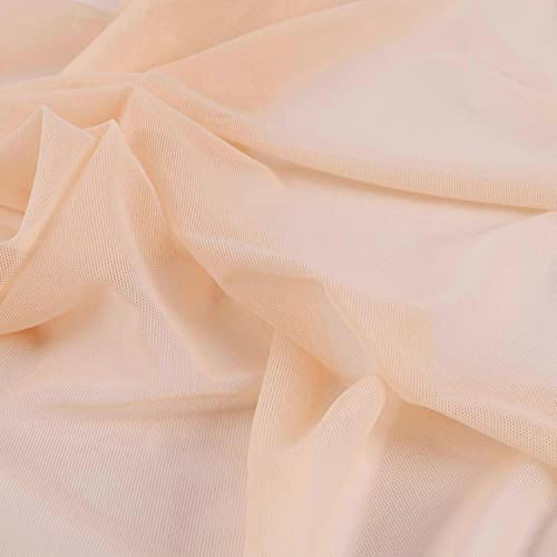Ultrathin 4-Way Stretch Net Fabric Nylon Spandex Power Mesh Lightweight Sheer, Pre-Cut 5 Yards Long 60" Wide, (Peachy Nude) - color: Peachy Nude