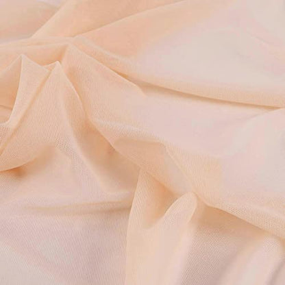 Ultrathin 4-Way Stretch Net Fabric Nylon Spandex Power Mesh Lightweight Sheer, Pre-Cut 5 Yards Long 60" Wide, (Peachy Nude) - color: Peachy Nude