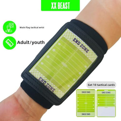 Football Wristbands, Quarterback (QB) Play Wristbands for Plays, Playbook Wristband for Signs - 1Packs (Black) Give Away Ten Tactical Cards as a Gift (8, Junior (up to 11 Year))