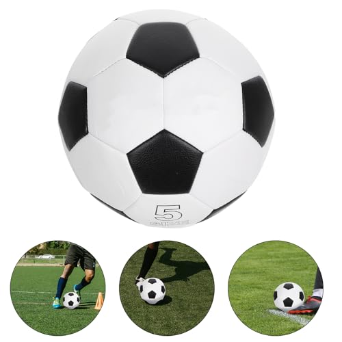 Size 5 Training Soccer Ball for Youth and Adults, Pu Leather Machine-Stitched Football, Wear-Resistant Outdoor Soccer Ball for Team Practice and Matches