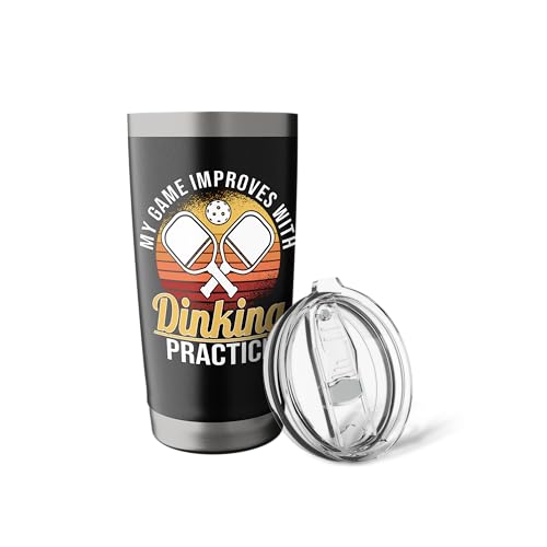 Game Improves With Dinking Practice Funny Pickleball Player Stainless Steel Insulated Tumbler